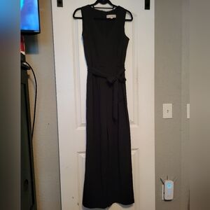 Emma & Michelle Black Jumpsuit with Back Zipper and Removable Belt, Size 8, EUC